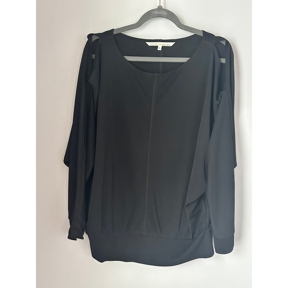 Rachel Rachel Roy Black Cold Shoulder Long Sleeve Draped Top Women's XL